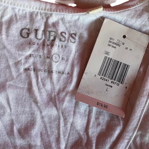 Womens Top Size Large White Classic Vacation Resort Packable Bling Shiny Guess - Picture 5 of 5